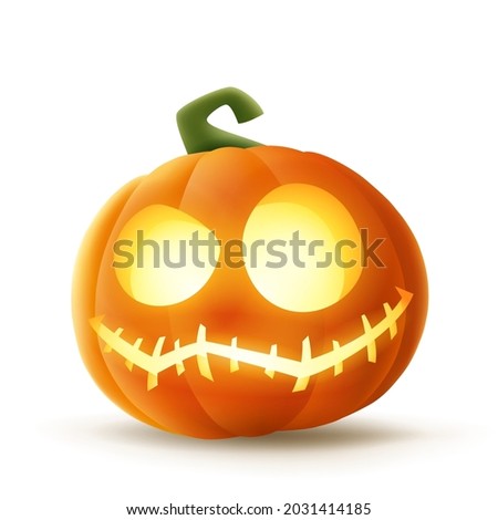Jack O Lantern. Halloween pumpkin with glowing funny face expression. Isolated. Foto stock © 