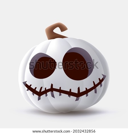 Jack O Lantern. 3D illustration of Halloween white pumpkin with funny face expression. Isolated. Foto stock © 