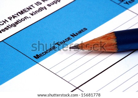 Medical document and pencil.