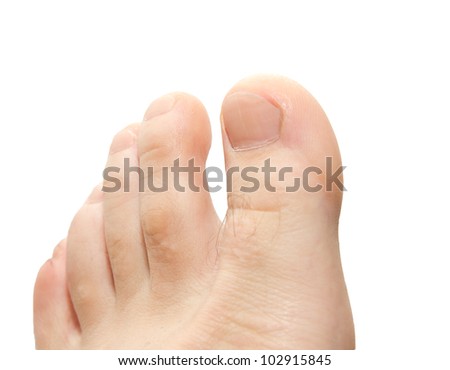 men's toes on a white background