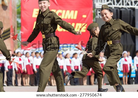 SHYMKENT city, KAZAKHSTAN MAY 9, 2015: Gala concert with the participation of children on Victory Day, in memory of the soldiers of the Great Patriotic War.