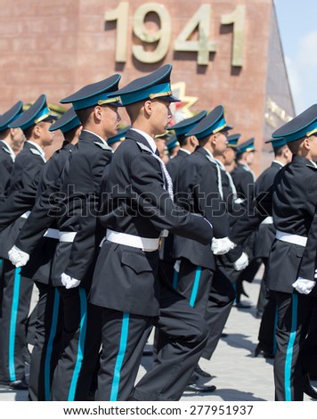 SHYMKENT city, KAZAKHSTAN MAY 9, 2015: Gala concert with the participation of the military, the Victory Day, in memory of the soldiers of the Great Patriotic War.