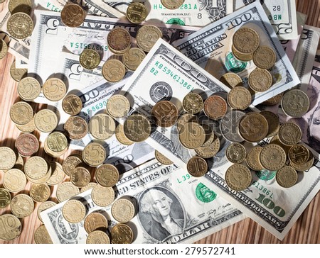 coins and dollars