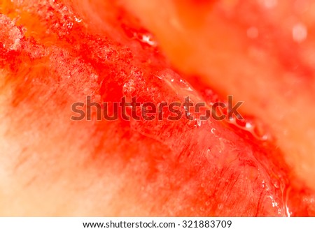 juicy peach flesh as a background. close