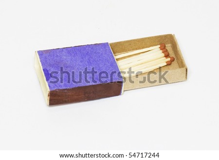 The match box and matches isolated on white background