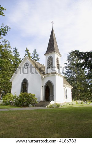 Center Church on the top of a hill on Lopez Island, San Juan Islands, Washington
