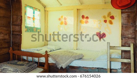 Interior Details Of An Old Wooden House Closeup View On Room And Furniture Interior Details Of An Old Wooden House Closeup View On Room And Furniture