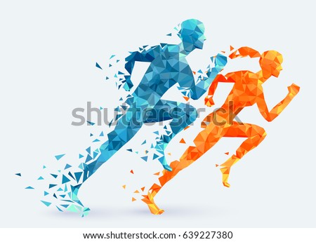 Man vs woman. Runners vector illustration. Feminism concept