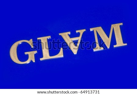abstract composition of the gold letters carved by laser