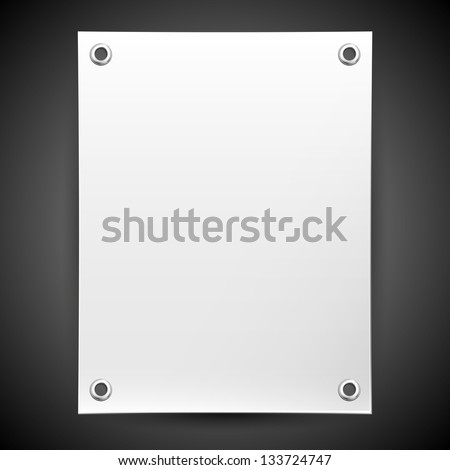 Empty white banner on a black background for placing information. Vector background for design and advertising
