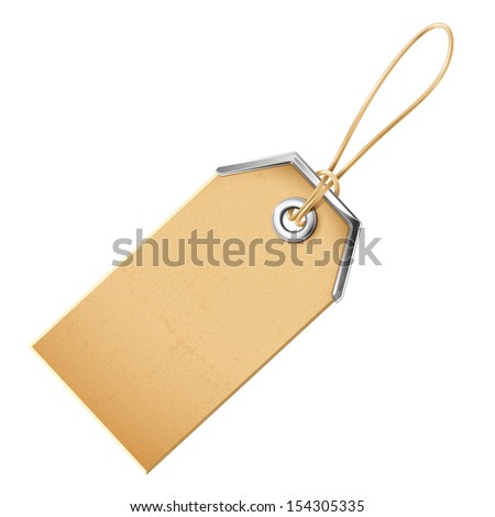 Label with a metal grommet. Vector illustration isolated on white background