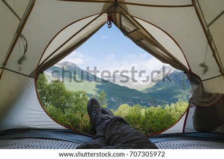 Similar – Image, Stock Photo Tourist tent in mountains on snow