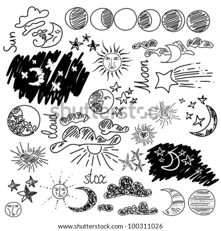 vector set :sun and moon