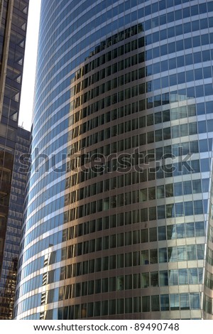 skyscrapers in famous financial and business district of Paris - La Defense.