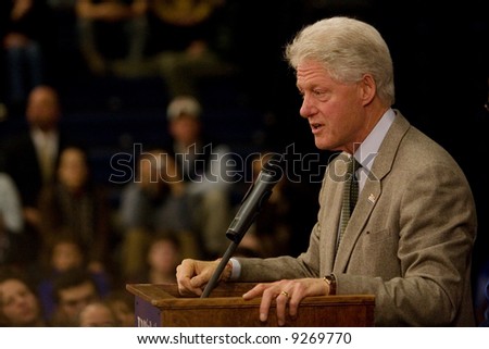 President Bill Clinton rallying for the Democratic presidential candidate Hillary Rodham Clinton.