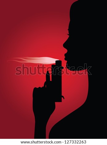 Woman Blowing Smoke From Gun Jpg Stock Photo 127332263 : Shutterstock