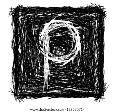 Sketchy Square Letter P. ES 8 vector, grouped for easy editing. No open shapes or paths.