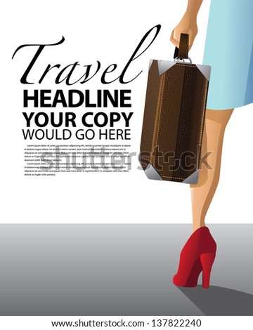 Woman Traveling with Suitcase. EPS 10 vector, grouped for easy editing. No open shapes or paths.