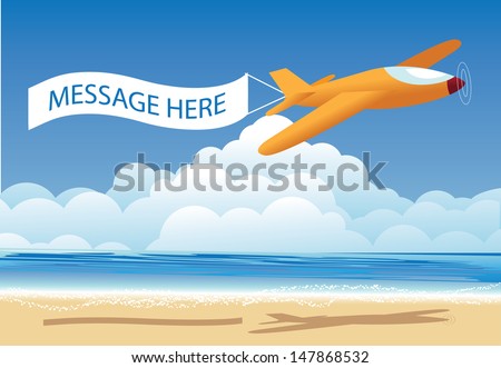 Airplane pulling blank banner with space for your message. jpg