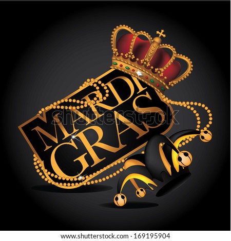 Golden Mardi Gras design element. EPS 10 vector, grouped for easy editing. No open shapes or paths.