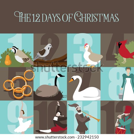 All Twelve days of Christmas EPS 10 vector illustration