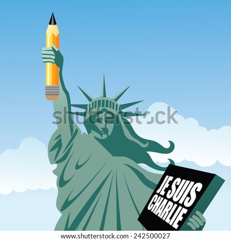 Statue of Liberty Je Suis Charlie (French: I am Charlie) EPS 10 vector stock illustration