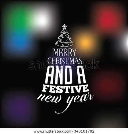 Merry Christmas And A Festive New Year Lights And Tree Greeting Card Design. Royalty Free