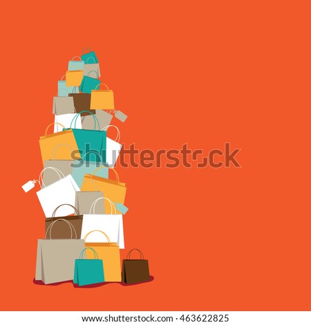 Stack of shopping bags background. EPS 10 vector stock illustration