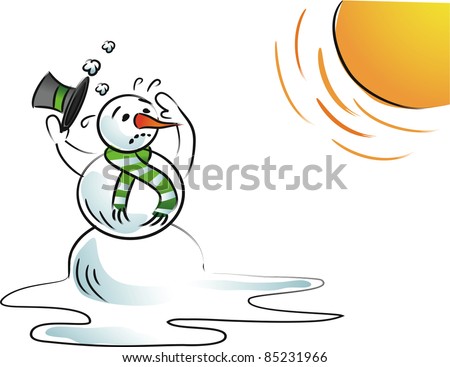 Melting Snowman A Snowman Starts To Melt Under The Hot Sun. Eps 8 ...