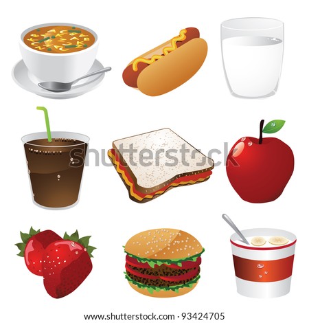 Kids Favorite Foods Icon Set Eps 8 Vector, Grouped For Easy Editing, No ...