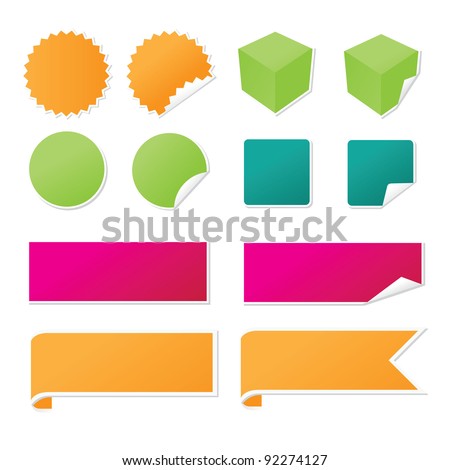 Sticker and Banner Set isolated on white EPS 8 vector, no open shapes or paths, grouped for easy editing.