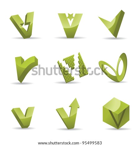 Abstract Letter V Logo Symbol Icon Set EPS 8 vector, grouped for easy editing. No open shapes or paths.