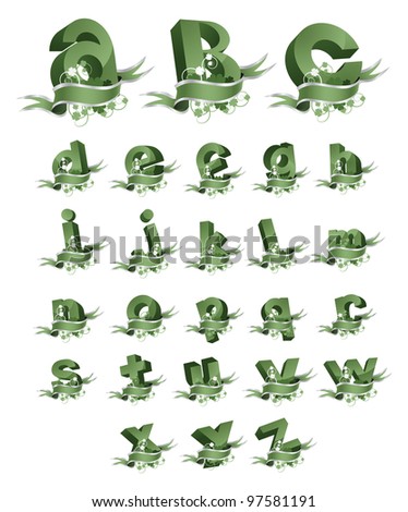 Spring banner alphabet letters icon symbol set EPS 8 vector, grouped for easy editing. No open shapes or paths. Stok fotoğraf © 