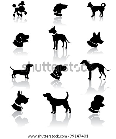 Dog Silhouette Icon Symbol Set EPS 8 vector, grouped for easy editing. No open shapes or paths.