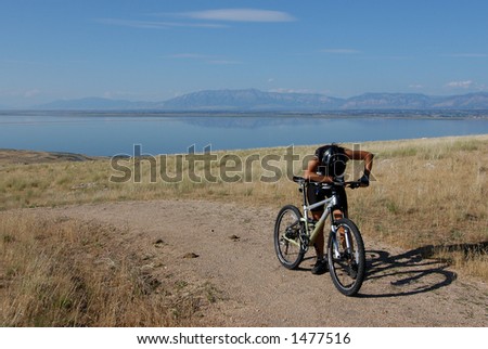 Woman mountain biker out of breath