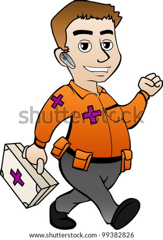 Cartoon Rescue Service Doctor With First-Aid Kit Stock Vector ...