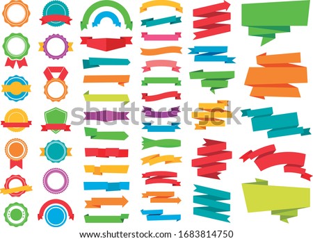 This image is a vector file representing Badge Ribbon Labels Stickers Banners vector design collection.