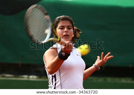 MALAGA, SPAIN – JANUARY 11 : Maria Jose Luque in action during the final match of the 1st round of the Nike Junior Tennis Tour tournament at Malaga Tennis Club January 11, 2009 in Malaga, Spain.