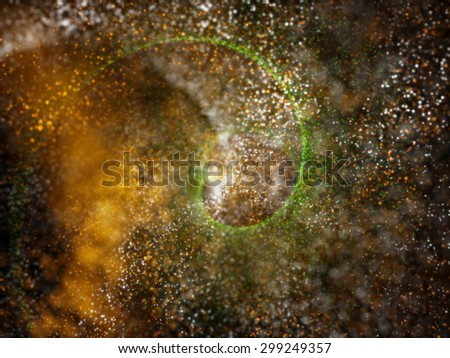three colors saffron, white and green particles making background,