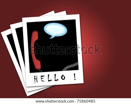 frame with phone with hello in bubble