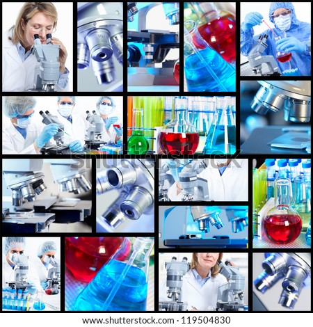 Scientific background collage. Medical research.