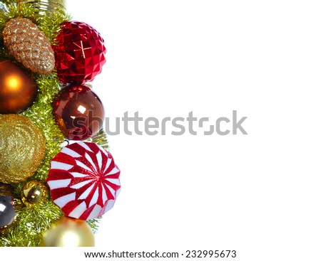 Christmas decoration garland isolated white background. Xmas decoration wreath