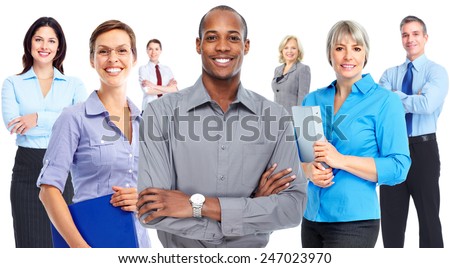 Group of business people team. Isolated white background.