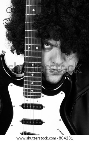 Rock guitarist with an electric guitar.