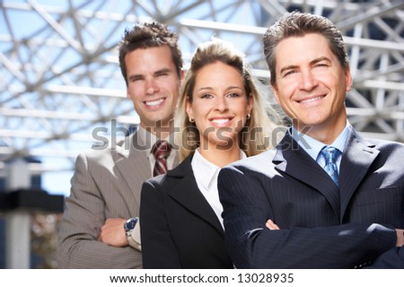 Business  meeting in the downtown. Businessmen and business woman