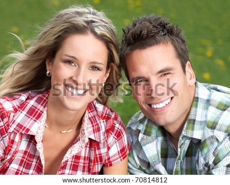 Young  happy smiling couple in love