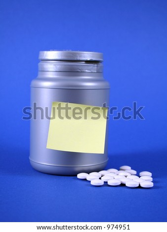 Container of pills with blank label