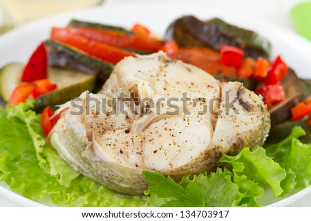 boiled fish with boiled vegetables
