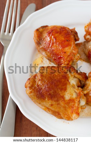 fried chicken on plate with fork