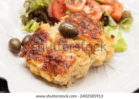 Similar – Image, Stock Photo Fried fish with cream sauce and herbs